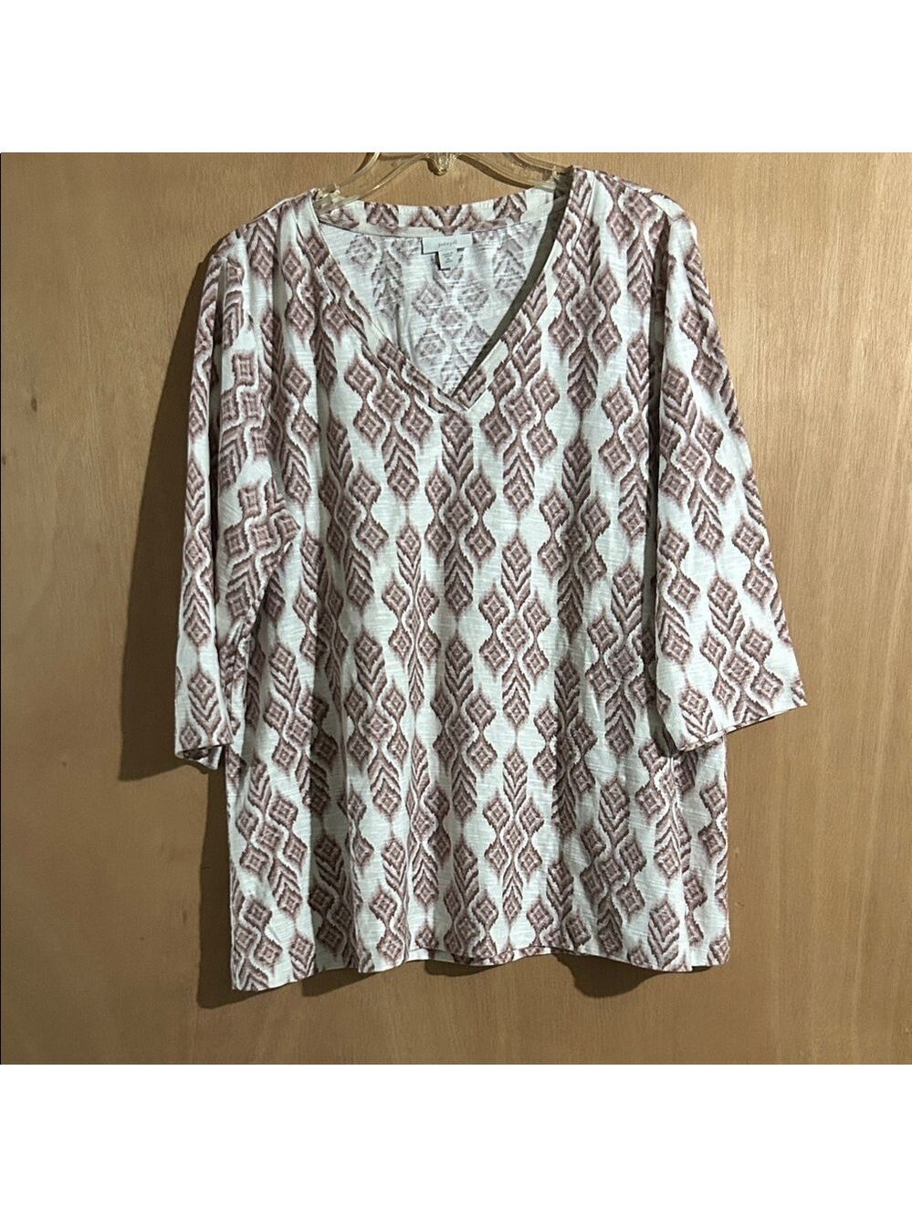 Pure Jill Geometric Patterned V-Neck Tunic
